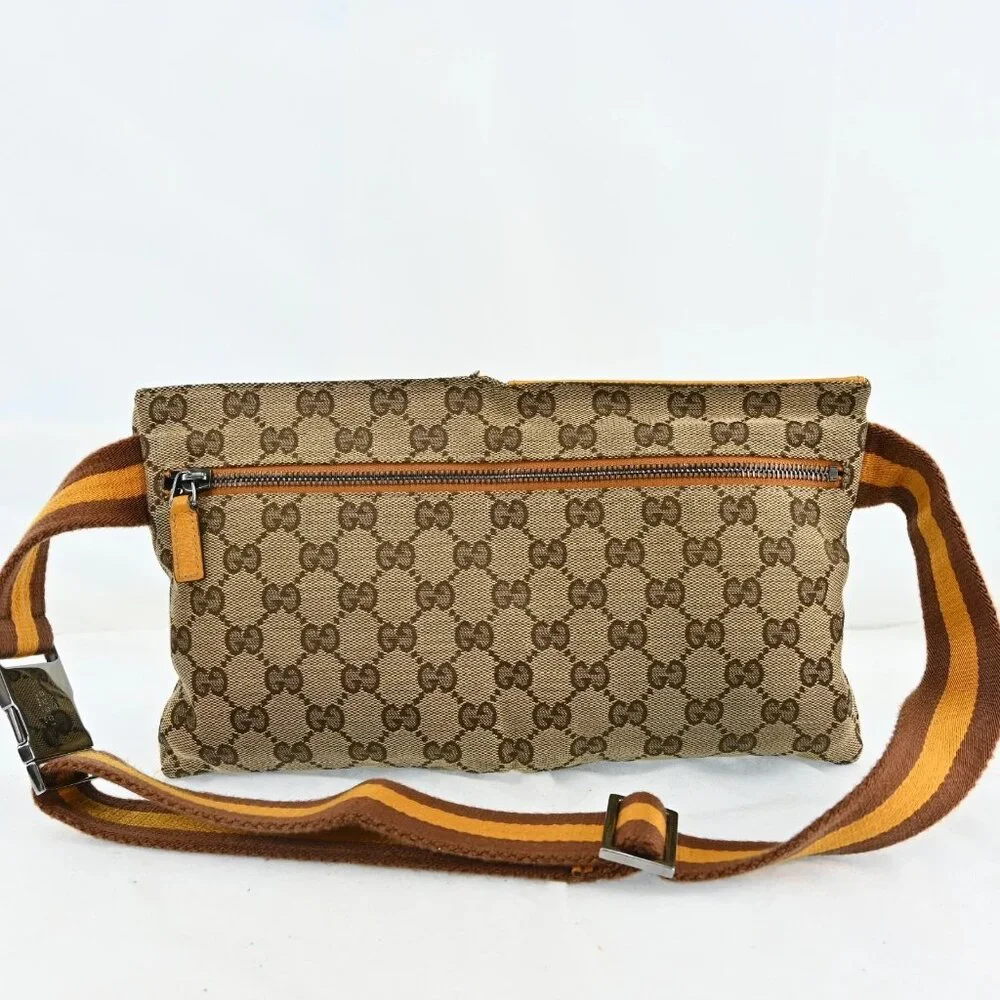 AUTHENTIC GUCCI GG Canvas Waist bag Beige Yellow bsj580-110825 - Picture 2 of 16